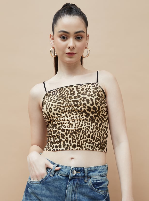 GINGER Animal Print Crop Cami Top