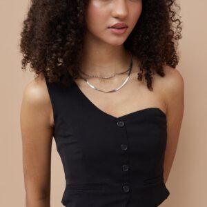 GINGER Solid One-Shoulder Crop Top