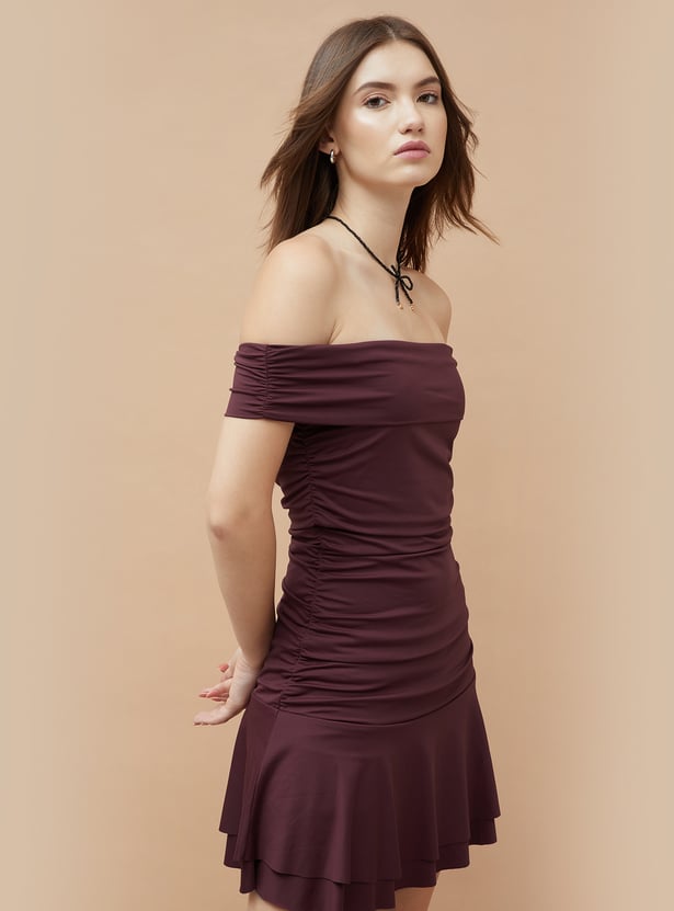 GINGER Ruched Off-Shoulder Mini Dress - Image 2