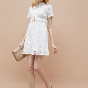 FAME FOREVER Schiffli Shirt Dress with Belt