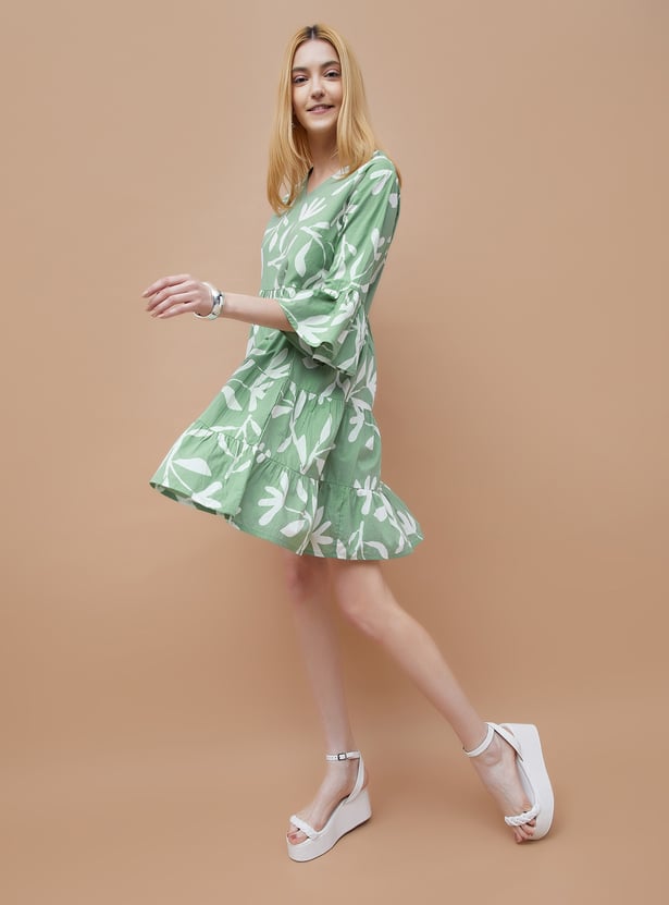 COLOUR ME Floral Printed Tiered Dress