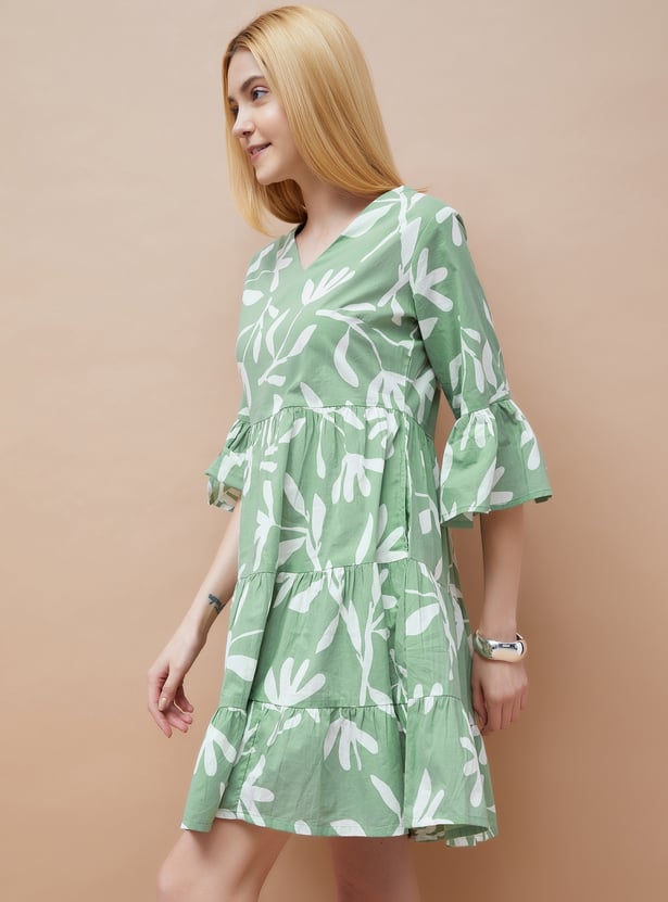 COLOUR ME Floral Printed Tiered Dress - Image 2